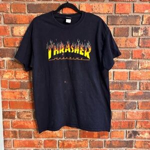Thrasher mens flame logo short sleeve t-shirt black L